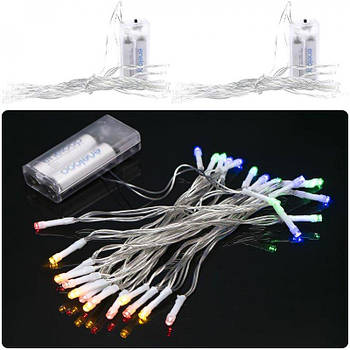 Гірлянда LED на 2-х батарейках 30 лампочок 4 метри мультиколір RJ-06(116369) G-Rich