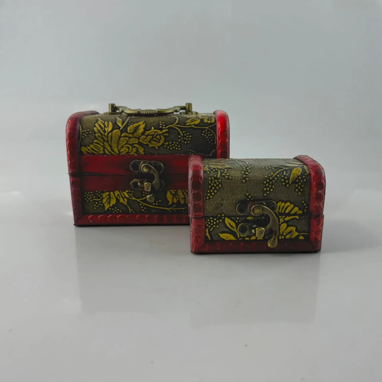 Комплект дерев'яних скриньок із квітковим орнаментом 35980, фото 1