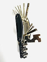 Мультитул велосипедний. Комплект складаних шестигранних ключів для велосипеда — чорний