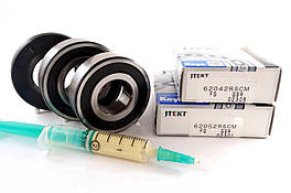 Підшипники для пральної машини Ariston (6204-6205 - сальник 30*52*10/12 - мастило 2 мл) Koyo Японія