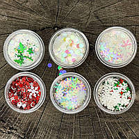 Набір для декору нігтів 6в1 Новорічний MIX