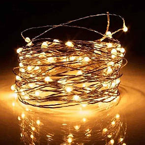 Світлодіодна гірлянда 5 метрів 50 діодів на батарейках "тепле" світло Гнучка гірлянда на батарейках РОСА
