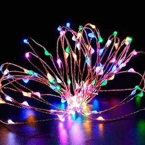 Світлодіодна гірлянда 3 метра 30 діодів на батарейках різнокольрова Гнучка гірлянда на батарейках РОСА
