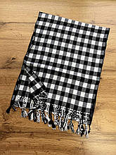 Чоловічий шарф Вінсент клітина 180*30 см чорно-білий 01