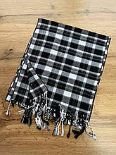 Чоловічий шарф Вінсент клітина 180*30 см чорно-білий 02