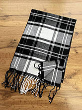 Чоловічий шарф Вінсент клітина 180*30 см чорно-білий 03