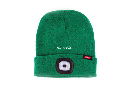 Шапка з ліхтарем зелена 200 Лм (300 мА·год) APRO, фото 1