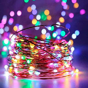 Світлодіодна гірлянда 5 метра 50 діодів на батарейках різнокольрова Гнучка гірлянда на батарейках РОСА