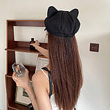 Жіночий берет кепка з козирком і вушками, фото 4