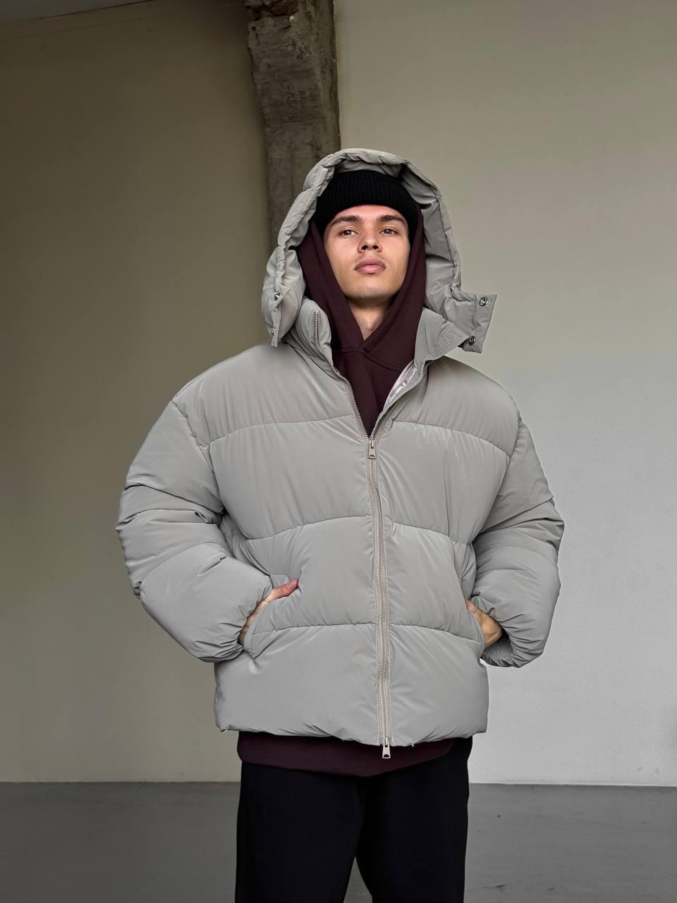 Чоловіча зимова куртка оверсайз сіра до -25*С Blaid Пуховик зимовий з капюшоном, фото 1