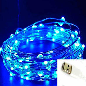 Гірлянда Роса від USB 10 метрів 100 діодів   Синя