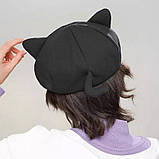 Жіночий берет кепка з козирком і вушками Місячний кіт Скарамучча з Геншин Імпакт, фото 3