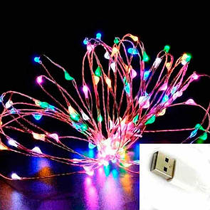 Гірлянда Роса від USB 10 метрів 100 діодів   Різнокольрова
