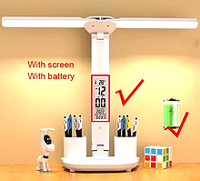 Лампа настільна світлодіодна USB LED акумуляторна з годинником Feimefeiyou Нічник для читання книг на акумуляторі