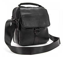 Чоловіча шкіряна сумка месенджер Tiding Bag чорна (mrk)