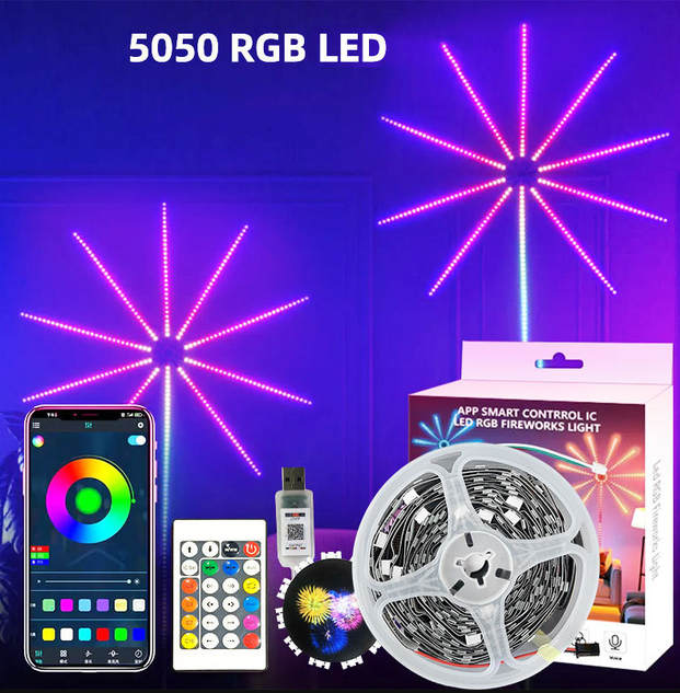 Стрічка LED на стіну 1m+0,5m APP Bluetooth USB