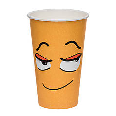 Стакан паперовий одношаровий для гарячих і холодних напоїв 500мл 50 шт SMILE / Стаканчики одноразові
