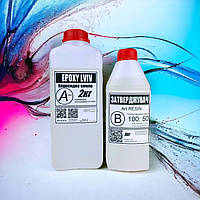 Інструкція з використання епоксидної системи (максимальна товщина заливки 5 мм, час життя суміші 20 хвилин, співвідношення компонентів 2:1 за вагою)