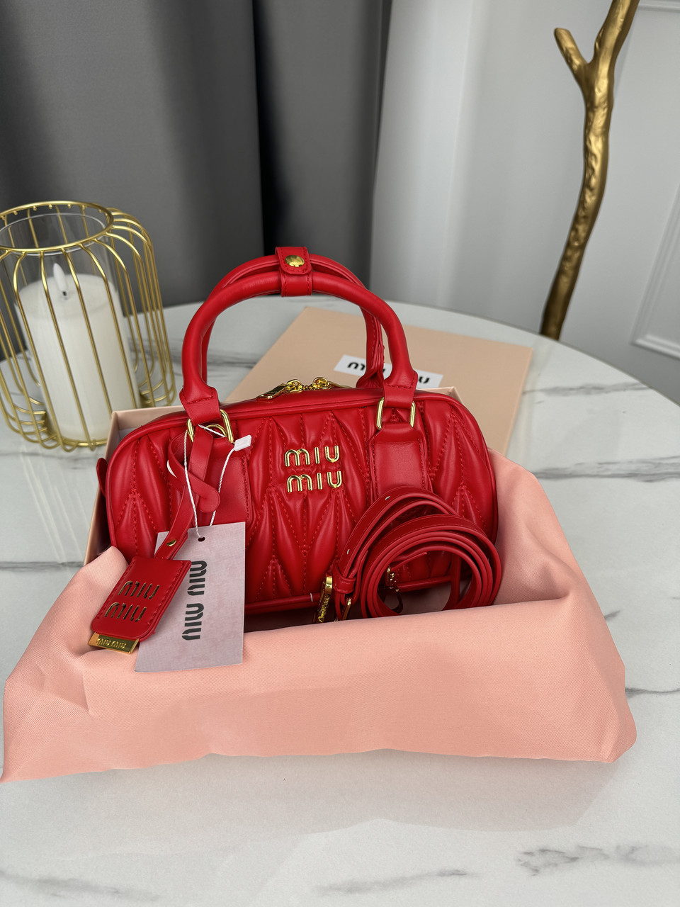Сумка жіноча Miu Miu Arcadie Matelassé червоний крос боді Міу Міу, фото 1