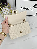 Сумка жіноча клатч Chanel класична через плече Шанель молочний змія золото міні, фото 5