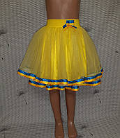 Святкова дитяча жовта спідничка в два шари фатину, розмір 128