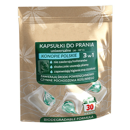 Капсули для прання 2в1 Конопля польська 30 шт., ТМ MILL Clean