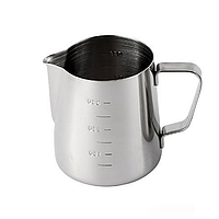 Професійний пітчер 400мл джаг для кави та молока, нержавіюча сталь, срібний