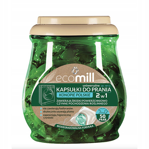 Капсули для прання універсальні Конопля польська 2в1 50 шт., ТМ Eco MILL