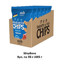 Baget CHIPS бекон, сухарики натуральні пшеничні для перекусу, легка закуска для відпочинку великою компанією