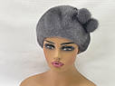 Жіноча шапка з хутра суцільної норки,берет., фото 9
