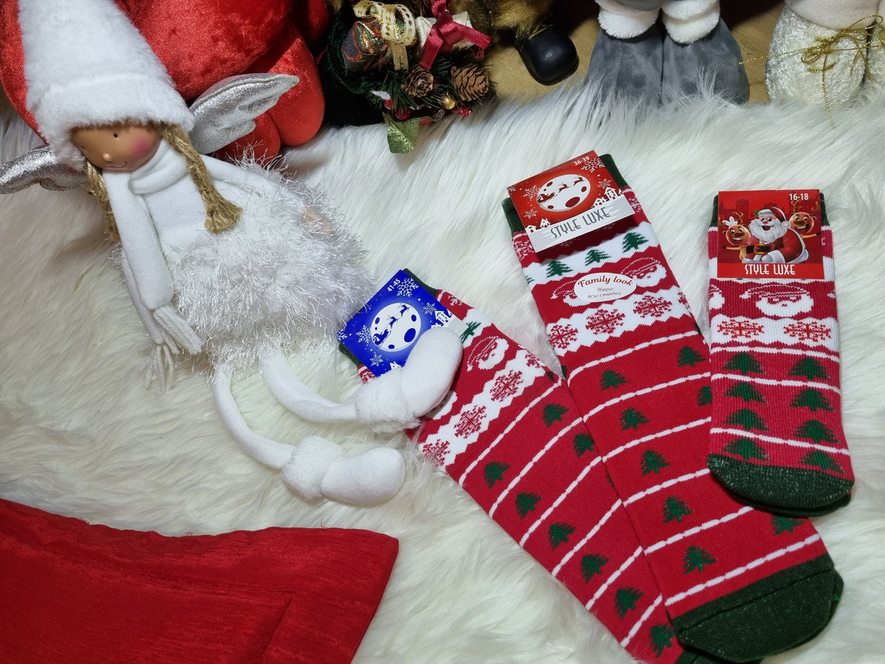 Новорічні шкарпетки махрові для всієї родини "FAMILY LOOK" НЛ 23-25 м-2, фото 1
