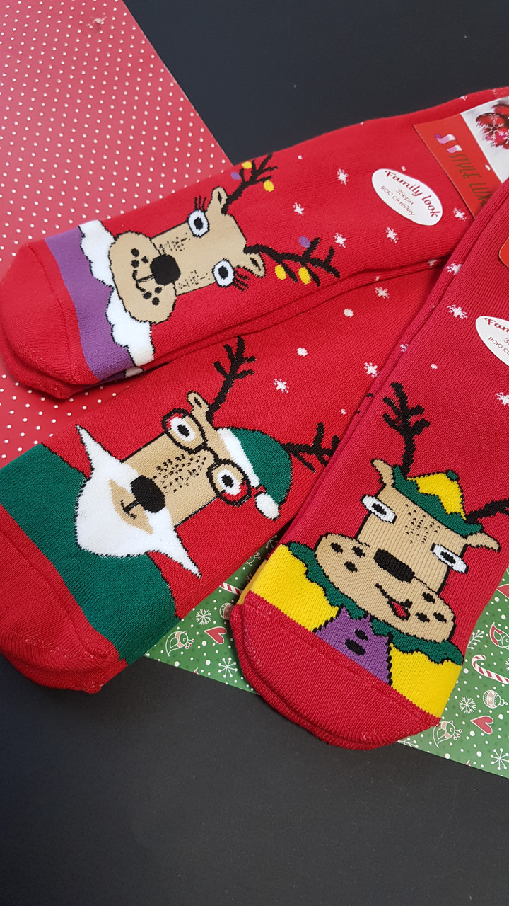 Новорічні шкарпетки махрові для всієї родини "FAMILY LOOK" НЛ 14-16, фото 1