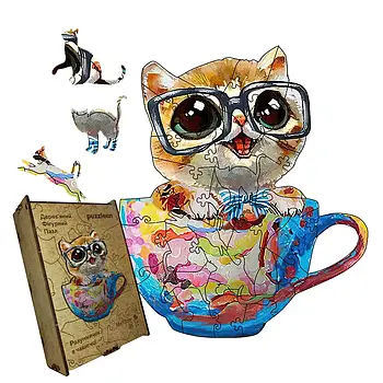 Пазл дерев'яний Умничка в чашці, А5 (16х14 см, 35 дет.), Картонна коробка