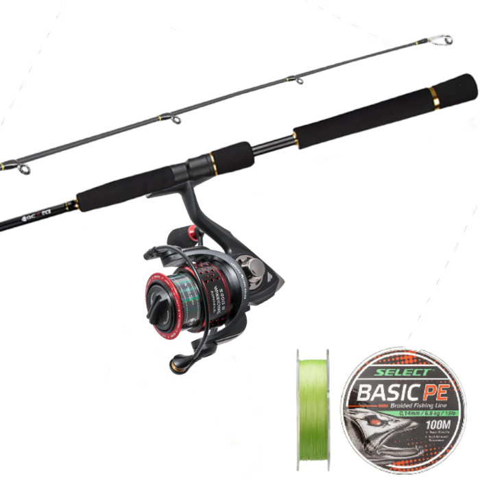 Набір на хижака (Спінінг GC Graphite NEO 2.44 м 4-24 гр + Котушка Favorite Hurricane 2000S + Шнур у подарунок), фото 1