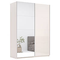 Стильна розсувна шафа купе з дзеркалом 2 метри 2 двері бежева глянцева для одягу в спальню Лілу Миро-Марк