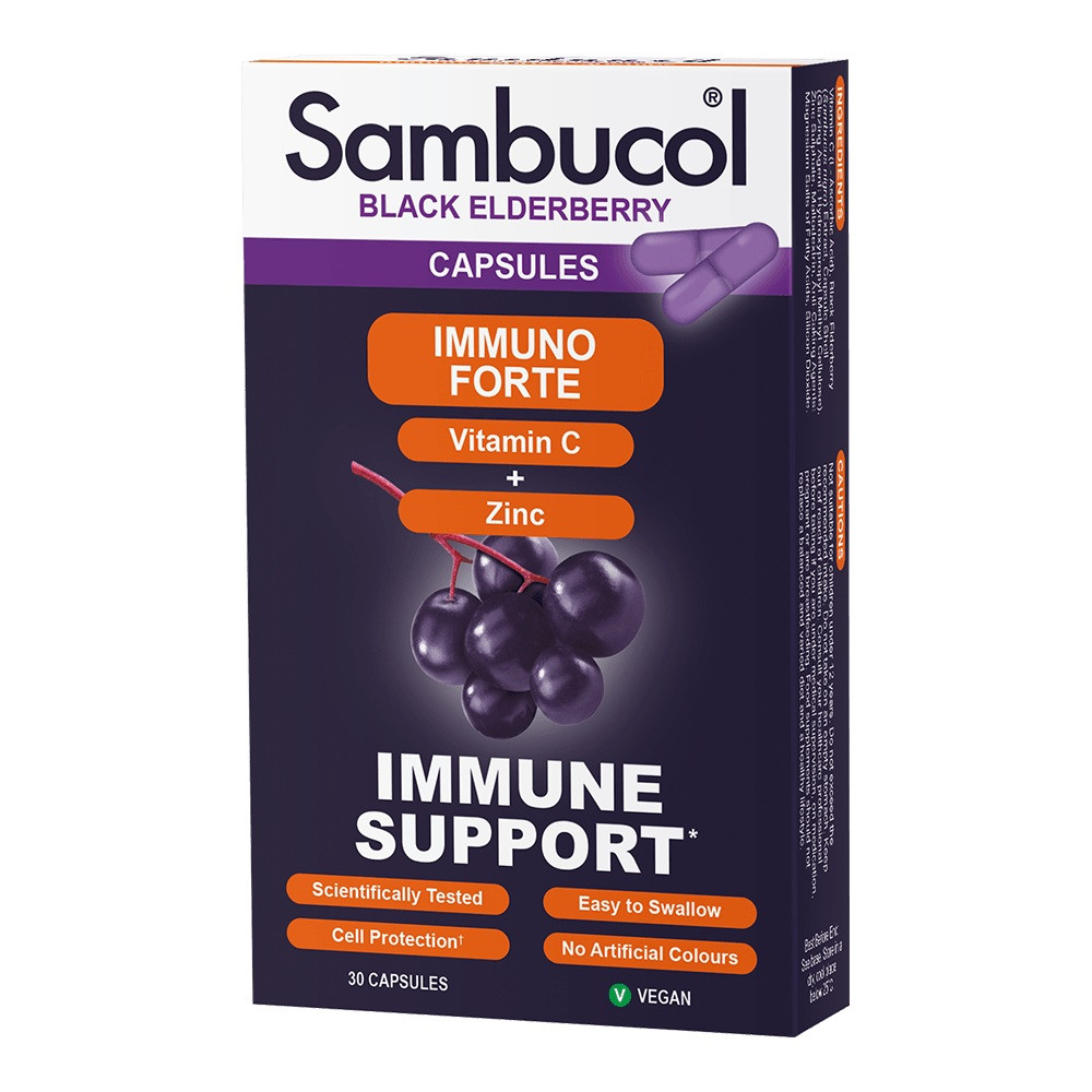 Чорна бузина Vitamin C Цинк і Мед Sambucol Immuno Forte 20 таблеток, фото 1