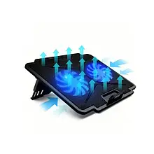 Тонкий кулер-підставка для ноутбука Coolcold 15,6 дюймів, подвійний світлодіодний вентилятор K24