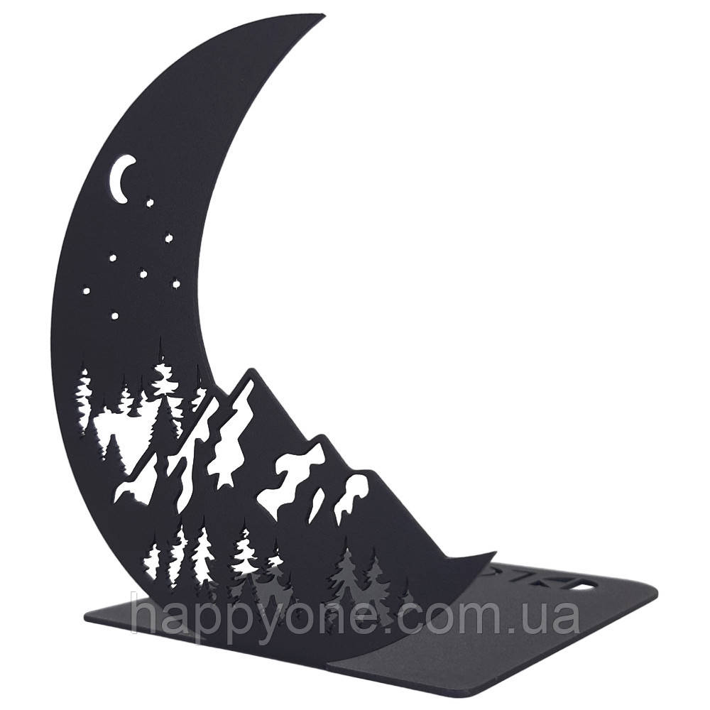 Металевий упор для книг Glozis Moon (чорний)