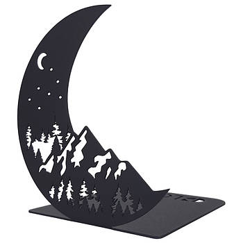 Металевий упор для книг Glozis Moon (чорний)