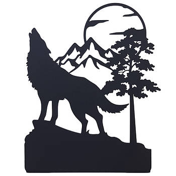 Металевий упор для книг Glozis Wolf and Moon (чорний)