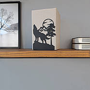 Металевий упор для книг Glozis Wolf and Moon (чорний), фото 4