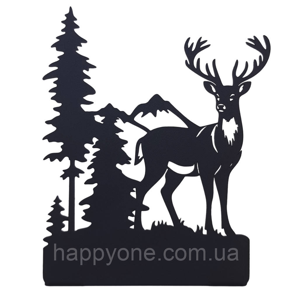 Металевий упор для книг Glozis Deer and Forest (чорний), фото 1