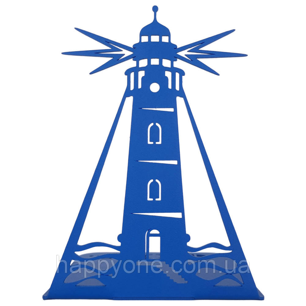 Металевий упор для книг Glozis Lighthouse Blue (синій), фото 1