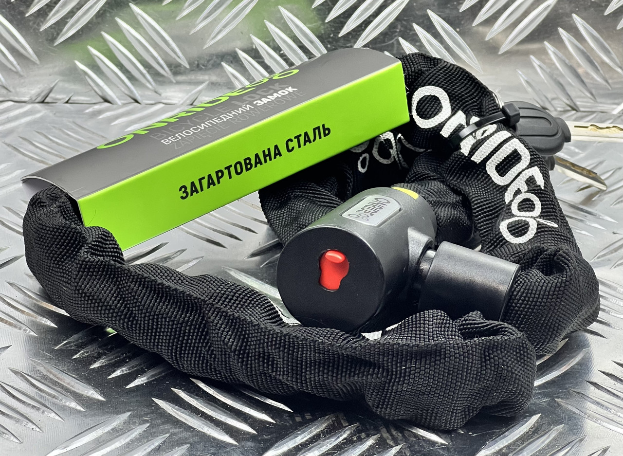 Замок для велосипеда велозамок ONRIDE Tie Lock Superior 30 загартований ланцюговий 6x1000 мм чорний, фото 1