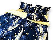 Постільна білизна Королева Ночі (Сатин Premium) | Полуторний комплект | 50х70 | Пір'я на темному та жовтому, фото 2