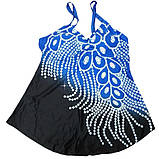 Купальник-сукня 3XL 52 синій жіночий роздільний танкіні великий розмір, фото 2