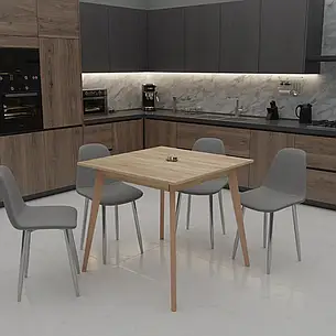 Стіл квадратний нерозкладний  Neman БОН 780х780, колір дуб торро /  лак, фото 1