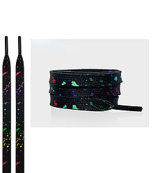 Чорні шнурки з кольоровим малюнком для взуття