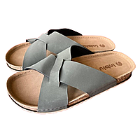 Чоловічі шльопанці сандалі Inblu на липучці, брендові шльопки на літо з анатомічною устілкою та білою підошвою. Оливковий, 43