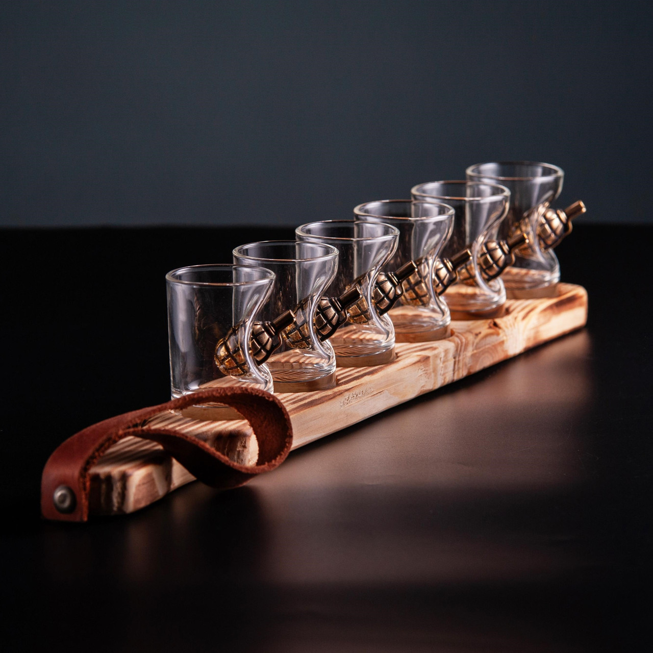 Набір чарок із гранатою 6 шт на підставці, фото 1